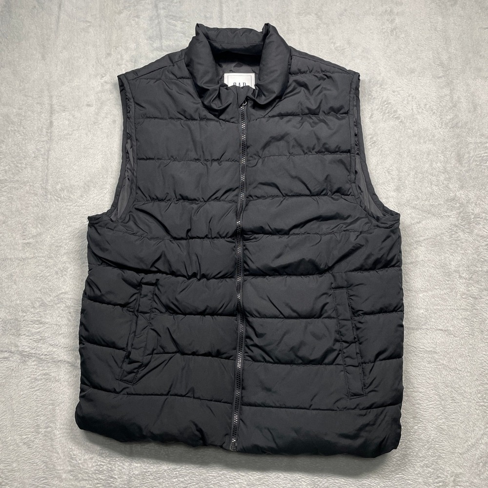 GAP Puffer Vest Mens L Black ColdControl Water Resistant Ripstop Quilted